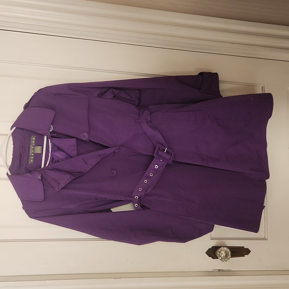 Kenneth Cole Trench coat, deep purple/eggplant, size XL